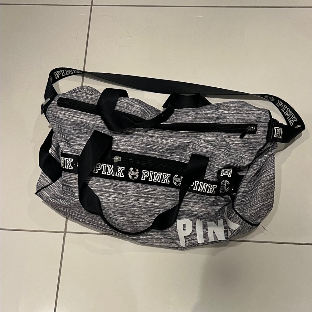 PINK Victoria's Secret  Duffel Bag in Gray and Black